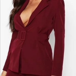 Boohoo Self Belt Tailored Blazer